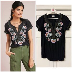 Dandelion Embroidered Top by Akemi + Kin Anthropologie Women’s XS Boho Lagenlook
